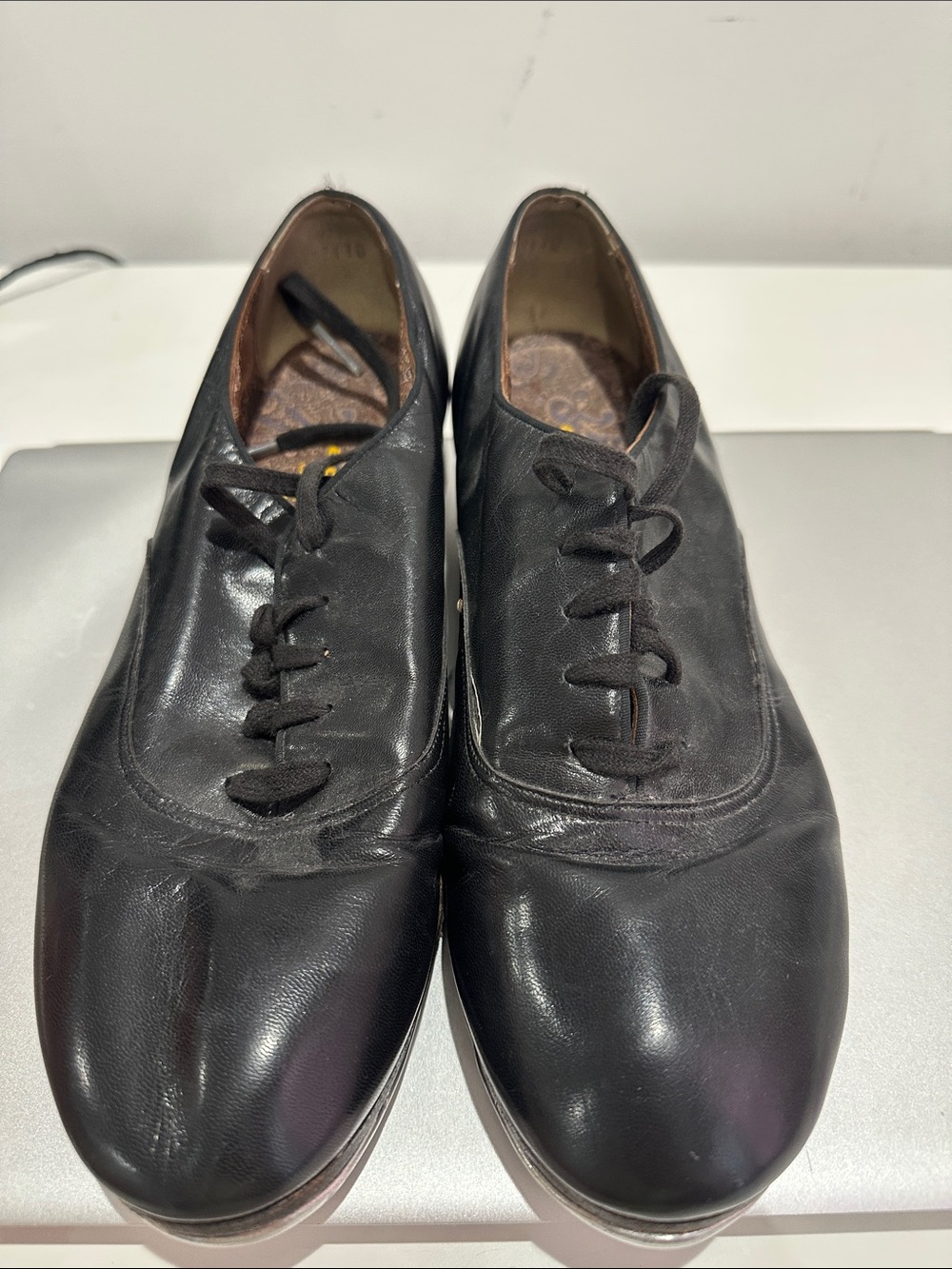 Ladies tap Black Leather Lace-Up Shoes